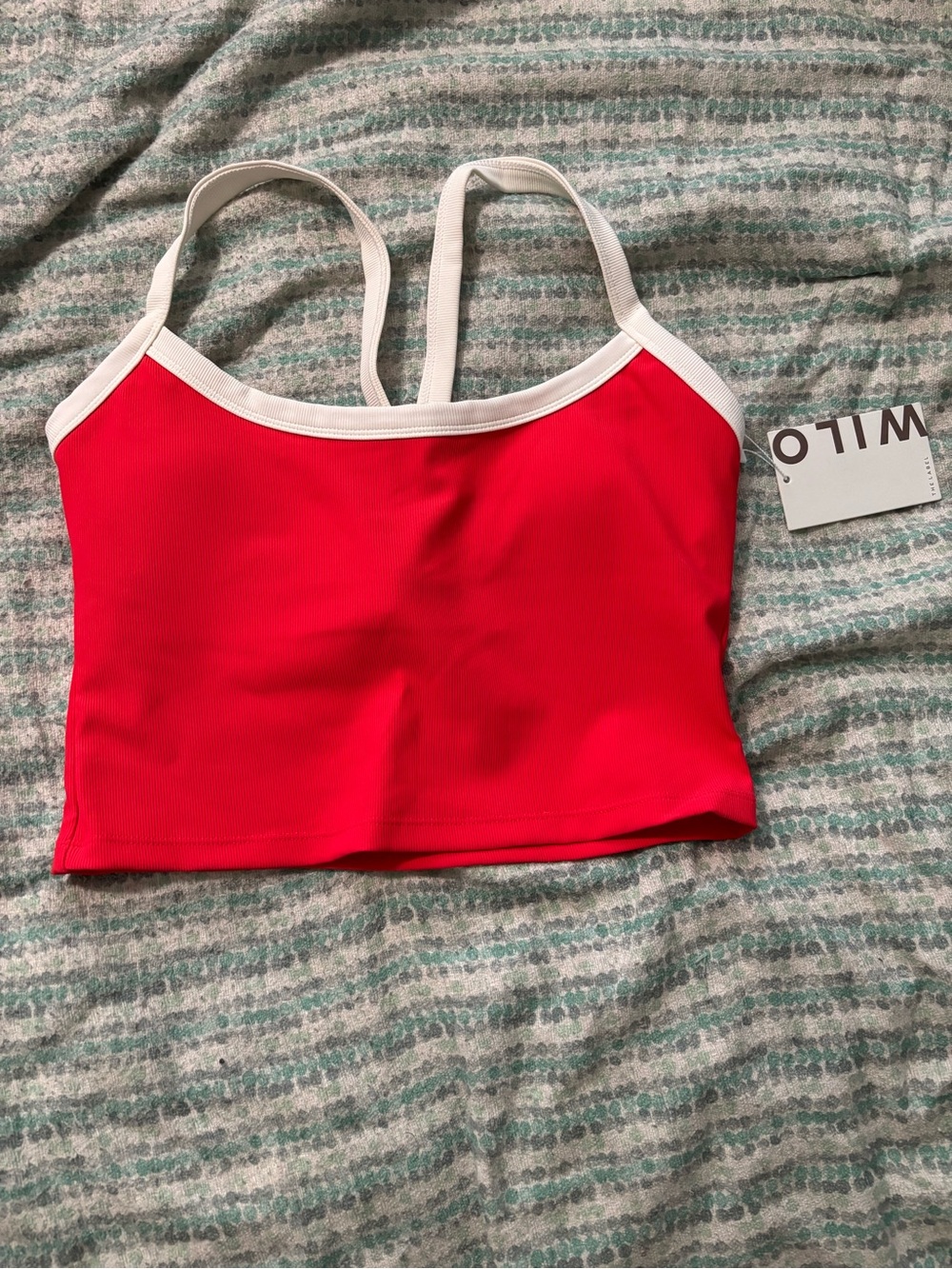 Wilo Red Cropped Sports Bralette with White Trim